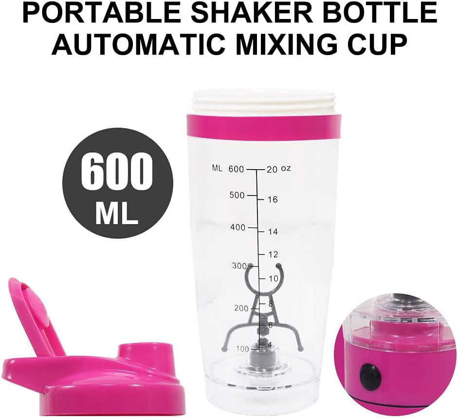 Electric Self Mixing Protein Shaker Bottle - 25 Oz High-Torque Blender Cup (Pink) - Portable & Self-Stirring for Smooth Drinks!